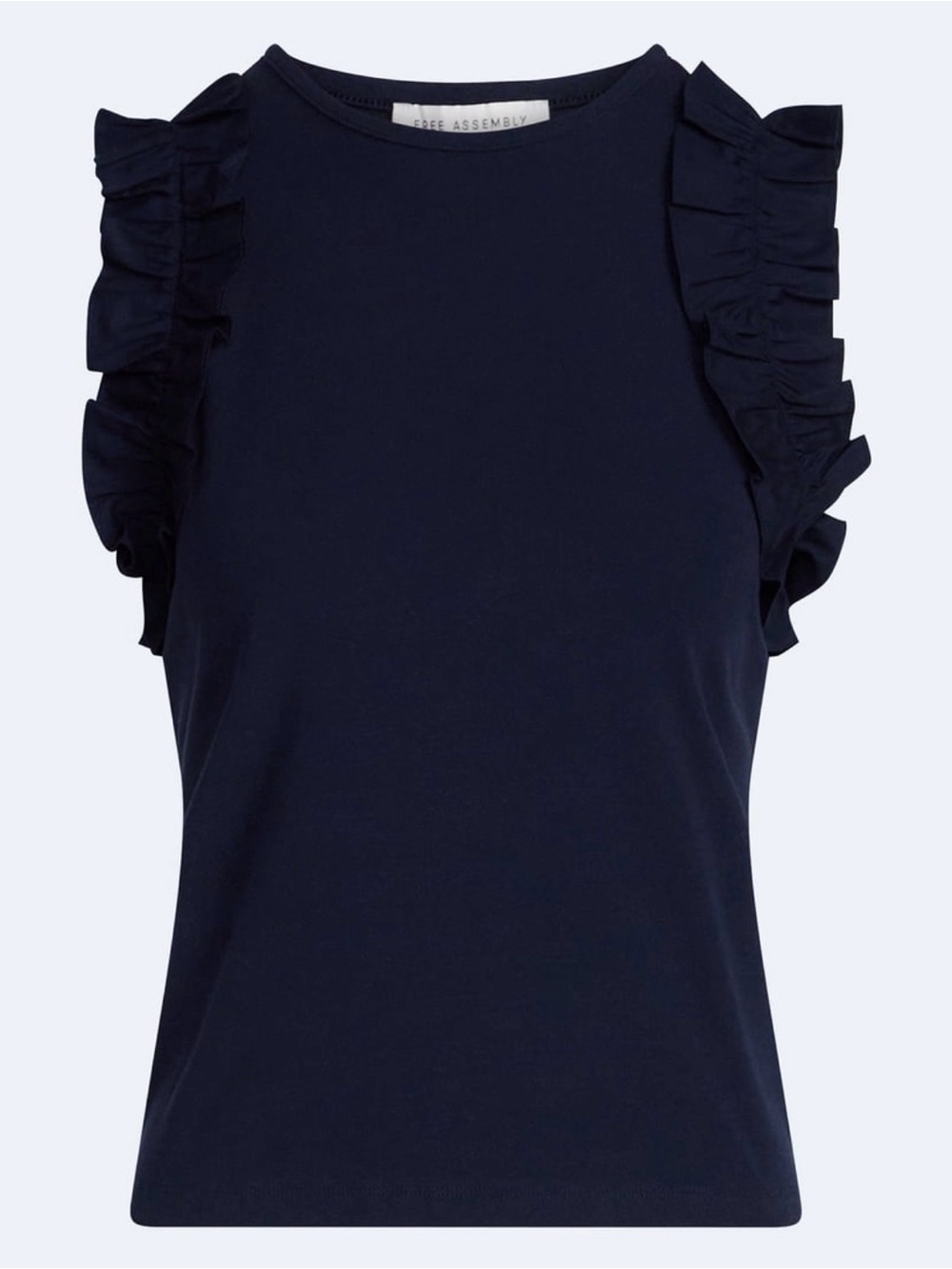 Free Assembly Ruffle Shoulder Tank Top - Navy
